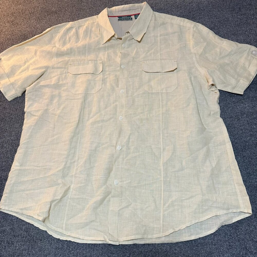 Cubavera Mens Guayabera Linen & Cotton Blend Short Sleeve Button‎ Up Shirt XXL